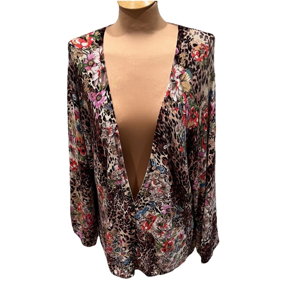 Vtg‎ Alberto Makali Large Cardigan Sweater Animal Butterfly Floral Forest Fairy